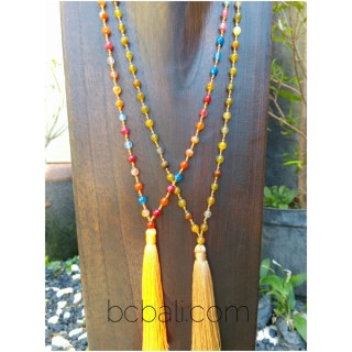 mix color ceramic beads necklace tassels 